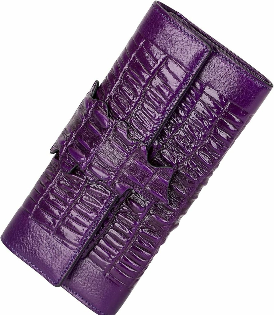 PIJUSHI Pijushi Rfid Crocodile Leather Wallet For Women Credit Card Holder Organized(66532 Purple) | Card & ID Cases