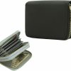 JNJSTELLA Genuine Leather Double Zip Around Credit Card Case Organizer Wallet Black | Card & ID Cases