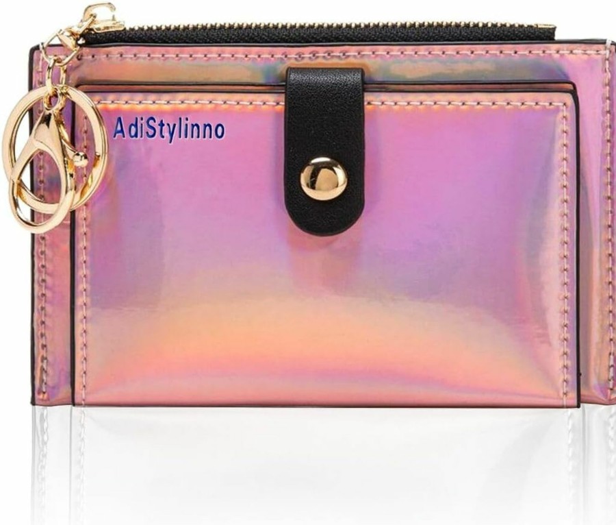 AdiStylinno Adistylinno Womens Card Wallet, Waterproof Pu Leather Slim Credit Card Wallet For Women Multifunctional Credit Card Bag With Zipper And Key Chain Card Wallet Holder (A, Purple) | Card & ID Cases