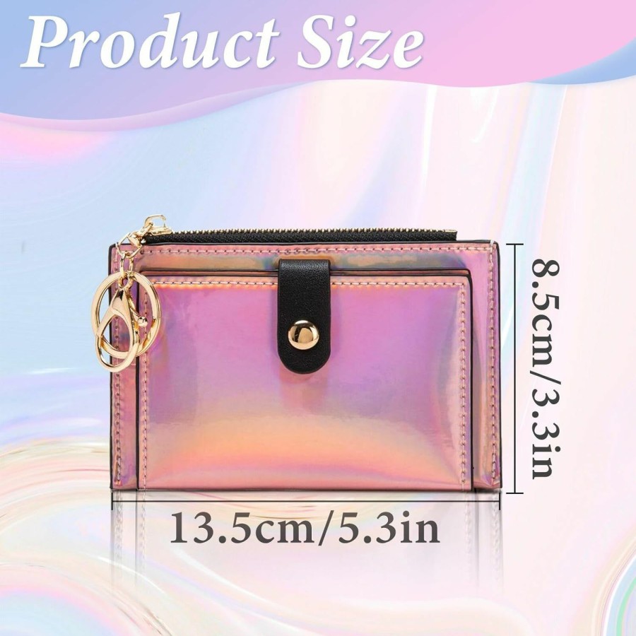 AdiStylinno Adistylinno Womens Card Wallet, Waterproof Pu Leather Slim Credit Card Wallet For Women Multifunctional Credit Card Bag With Zipper And Key Chain Card Wallet Holder (A, Purple) | Card & ID Cases