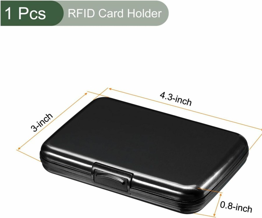 YOKIVE Yokive 1 Pcs Rfid Credit Card Holder, Aluminum Men Women Wallet | Metal Hard Card Case, Great For Business Cards, Access Cards (Black, 4.3-Inch) | Card & ID Cases