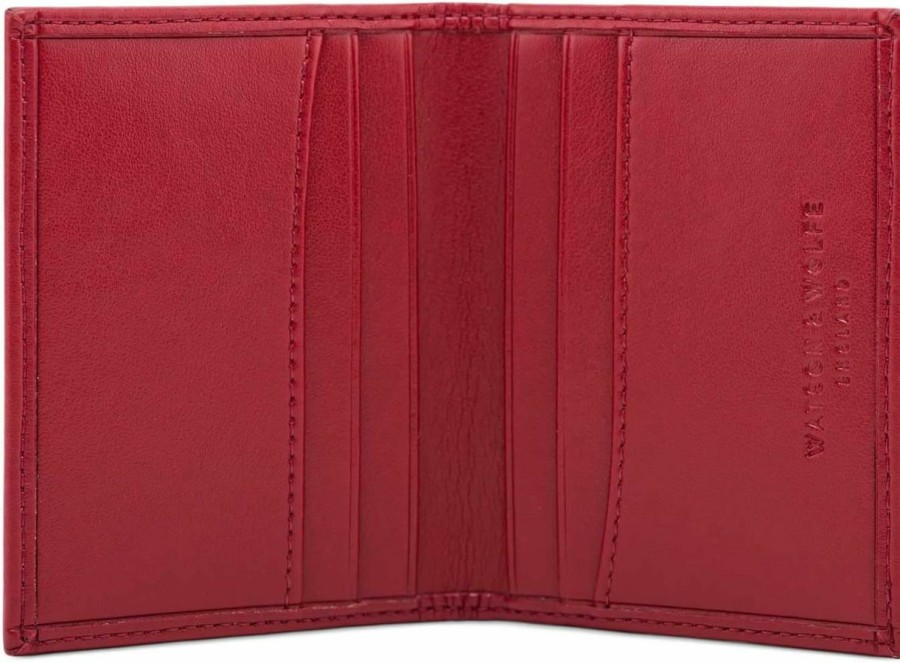 WATSON & WOLFE Watson & Wolfe Next-Gen Non-Leather Slim Credit Card Holder Black Red - Rfid Blocking Contactless Card Protector, Small Card Case - Thin Minimalist Design Men & Women - Vegan Fabric Ethical Handmade | Card & ID Cases