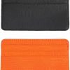 Pokinge Pokinge 2Pcs Slim Minimalist Wallet With 4 Card Slots, Mini Travel Lizard Texture Credit Card Holder, Pu Business Purse For Men & Women (Black, Orange) | Card & ID Cases