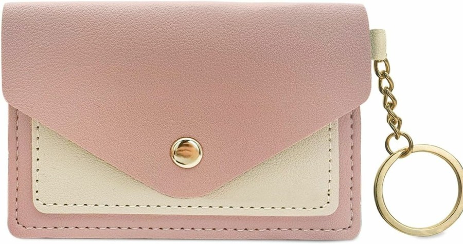 AfitLulu Afitlulu Slim Wallets For Women, Slim Minimalist Wallet Keychain, Leather Snap Front Pocket Wallet With Card Holder (Black) | Card & ID Cases