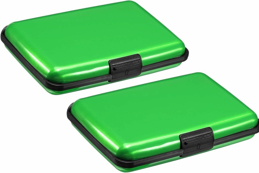 YOKIVE Yokive 2 Pcs Rfid Credit Card Holder, Aluminum Men Women Wallet | Metal Hard Case, Great For Business Cards, Access Cards (Green, 4.3-Inch) | Card & ID Cases