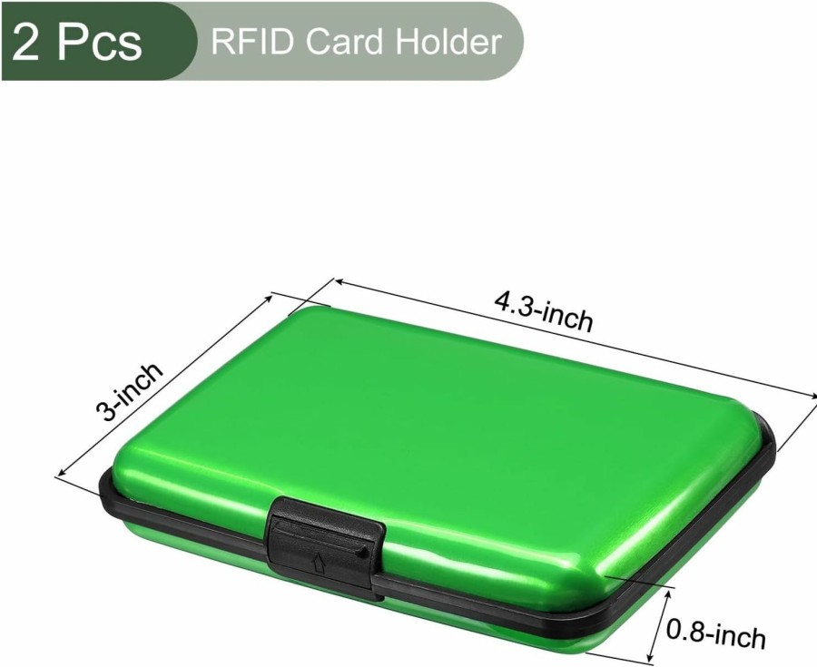 YOKIVE Yokive 2 Pcs Rfid Credit Card Holder, Aluminum Men Women Wallet | Metal Hard Case, Great For Business Cards, Access Cards (Green, 4.3-Inch) | Card & ID Cases