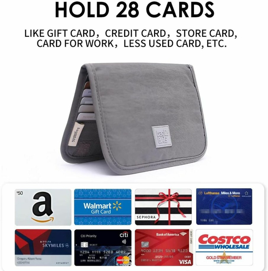 iN. In. Slim Credit Card Holder Wallet, Gift Card Display Case, Minimalist Light Thin Card Storage Case Rfid Blocking For Men & Women, With 28 Slots In Grey | Card & ID Cases