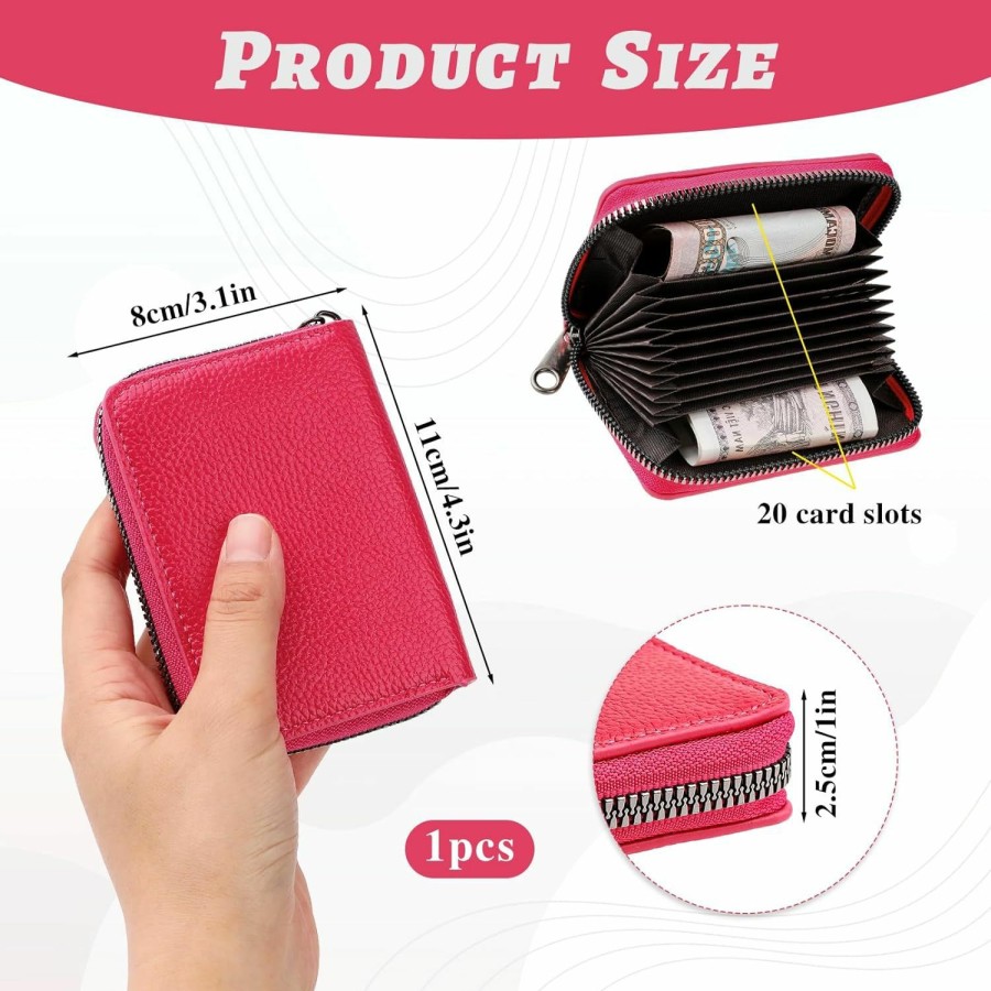 salbsever Salbsever Women Credit Card Holder Credit Card Holder Wallet With 20 Card Slots Small Card Wallet Case For Women Or Men Multi Card Leather Zipper Wallet Rfid Blocking Secure Card Organizer Red | Card & ID Cases