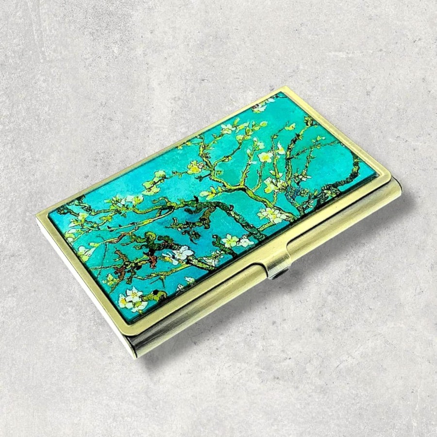 Value Arts Almond Blossoms Business Card Case, Vincent Van Gogh, Brass And Glass | Card & ID Cases