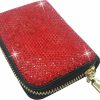 Owemtao Owemtao Bling Credit Card Case Rfid Leather Wallet Multilayer Zipper Case Rhinestone Credit Card Holder Women'S Small Credit Card Wallet (Pink) | Card & ID Cases