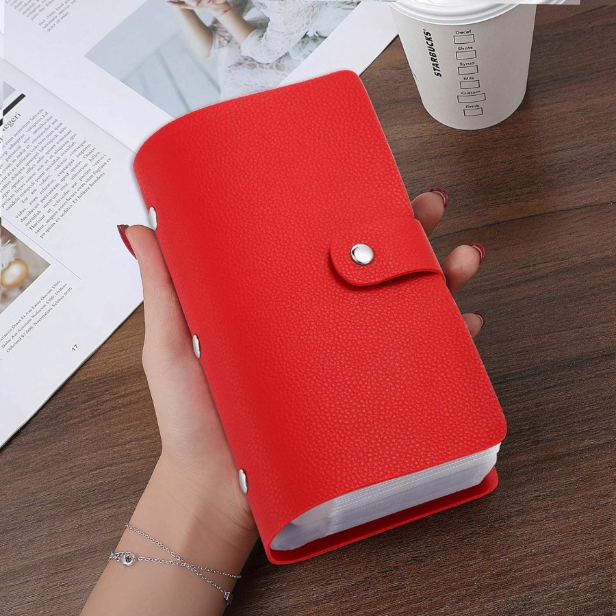 YueJin Yuejin Rfid Credit Card Holder,Large Capacity Business Card Organizer For Men And Women With 96 Card Slots,Pu Leather Id Card Case Holder Book Style (Red),Yj-0731 | Card & ID Cases