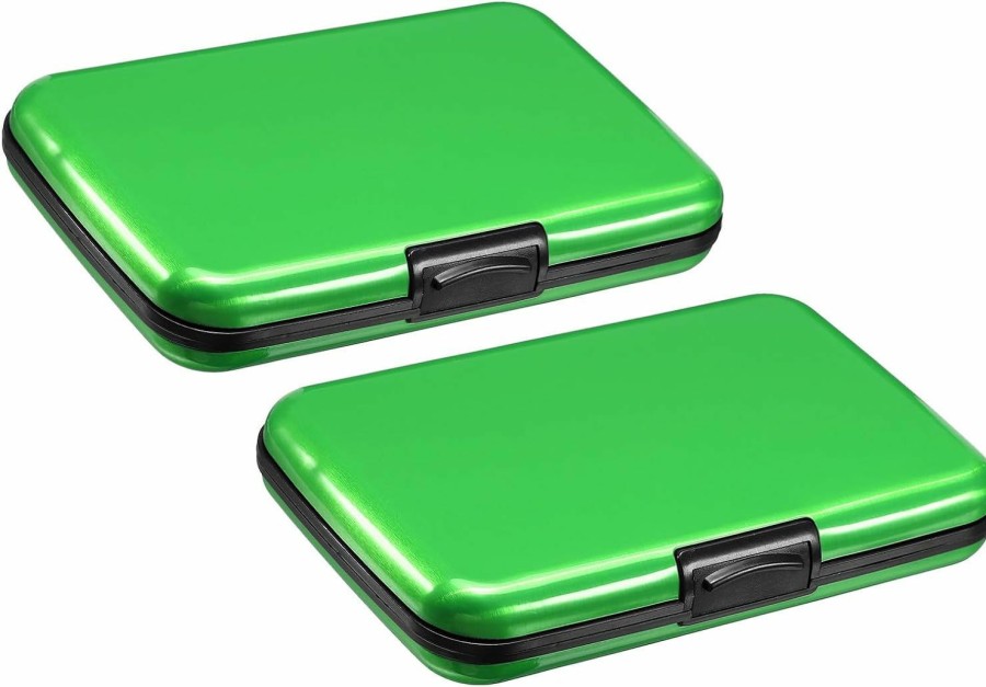 YOKIVE Yokive 2 Pcs Rfid Credit Card Holder, Aluminum Men Women Wallet | Metal Hard Card Case, Great For Business Cards, Access Cards (Green, 4.3-Inch) | Card & ID Cases