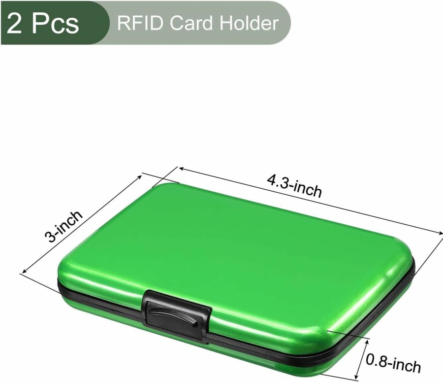 YOKIVE Yokive 2 Pcs Rfid Credit Card Holder, Aluminum Men Women Wallet | Metal Hard Card Case, Great For Business Cards, Access Cards (Green, 4.3-Inch) | Card & ID Cases