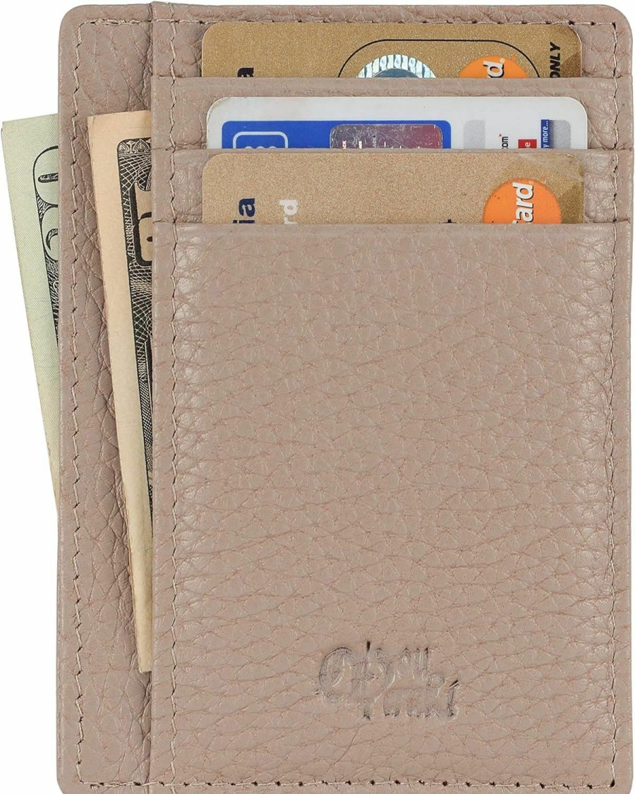 Mou Meraki Front Pocket Credit Card Wallet Rfid Blocking - Genuine Leather Minimalist Card Holder For Men & Women | Card & ID Cases