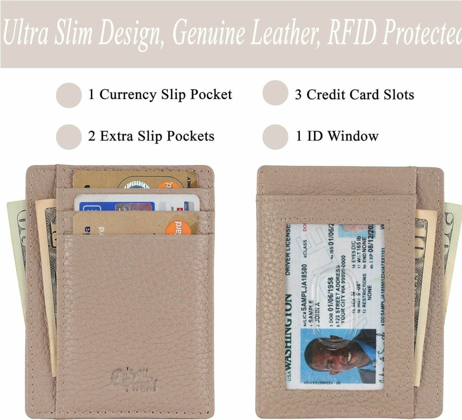 Mou Meraki Front Pocket Credit Card Wallet Rfid Blocking - Genuine Leather Minimalist Card Holder For Men & Women | Card & ID Cases