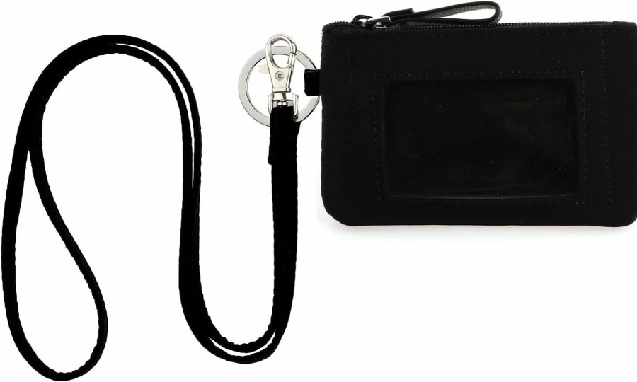 DONGGANGAJI Donggangaji Classic Black Lanyard With Zip Id Case, Fashion Lanyard Wallet, Id Case Wallet With Lanyard,Cotton Lanyards With Wallet (Black-C) | Card & ID Cases