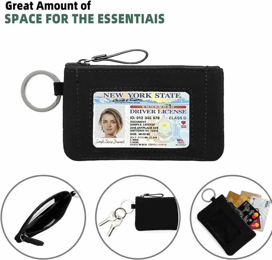 DONGGANGAJI Donggangaji Classic Black Lanyard With Zip Id Case, Fashion Lanyard Wallet, Id Case Wallet With Lanyard,Cotton Lanyards With Wallet (Black-C) | Card & ID Cases