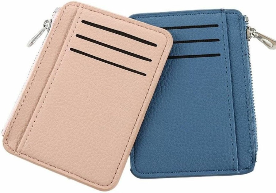 Kopida Kopida 2Pcs Card Case Slim Front Pocket Wallet For Women Girl, Credit Card Holder With Zipper Minimalist Card Purse Coin Wallet | Card & ID Cases