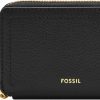 Fossil Fossil Women'S Logan Litehide Leather Rfid Blocking Zip Around Card Case Wallet, Black (Model: Sl10045001) | Card & ID Cases