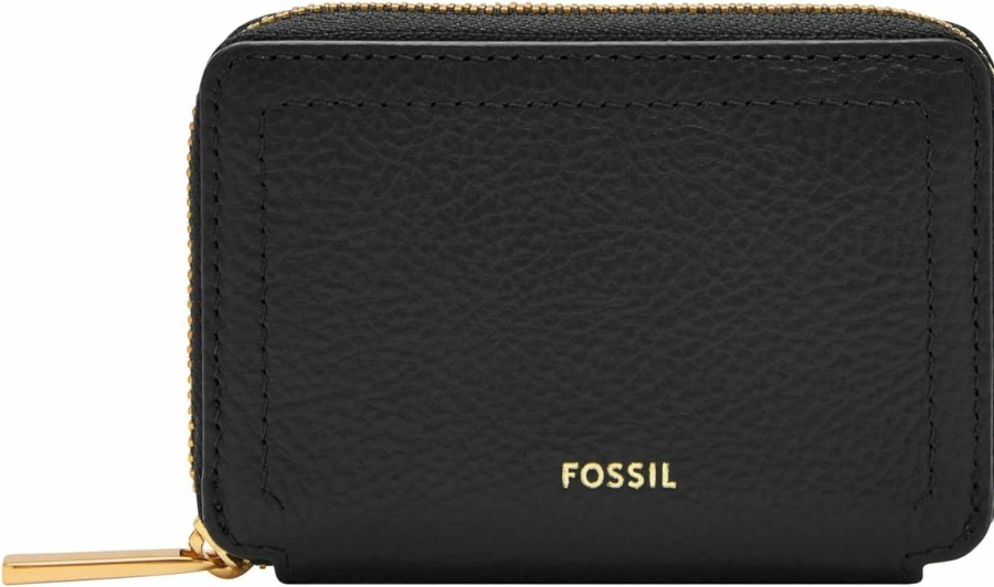 Fossil Fossil Women'S Logan Litehide Leather Rfid Blocking Zip Around Card Case Wallet, Black (Model: Sl10045001) | Card & ID Cases