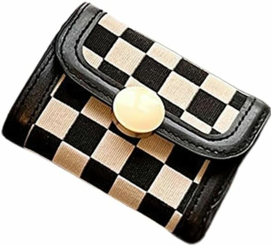 Leheybia Leheybia 1 Pcs Checkered Wallet Checker Card Bag Card Holder Wallet Card Holder Wallet Wallet For Woman(Coffee, Black And White) (Coffee) | Card & ID Cases