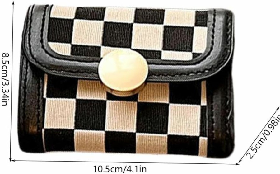 Leheybia Leheybia 1 Pcs Checkered Wallet Checker Card Bag Card Holder Wallet Card Holder Wallet Wallet For Woman(Coffee, Black And White) (Coffee) | Card & ID Cases