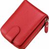 aoozleny Aoozleny Women Men Card Case Wallet Pu Leather Pocket Wallet Credit Card Organizer Zip Card Holder (Pink) | Card & ID Cases