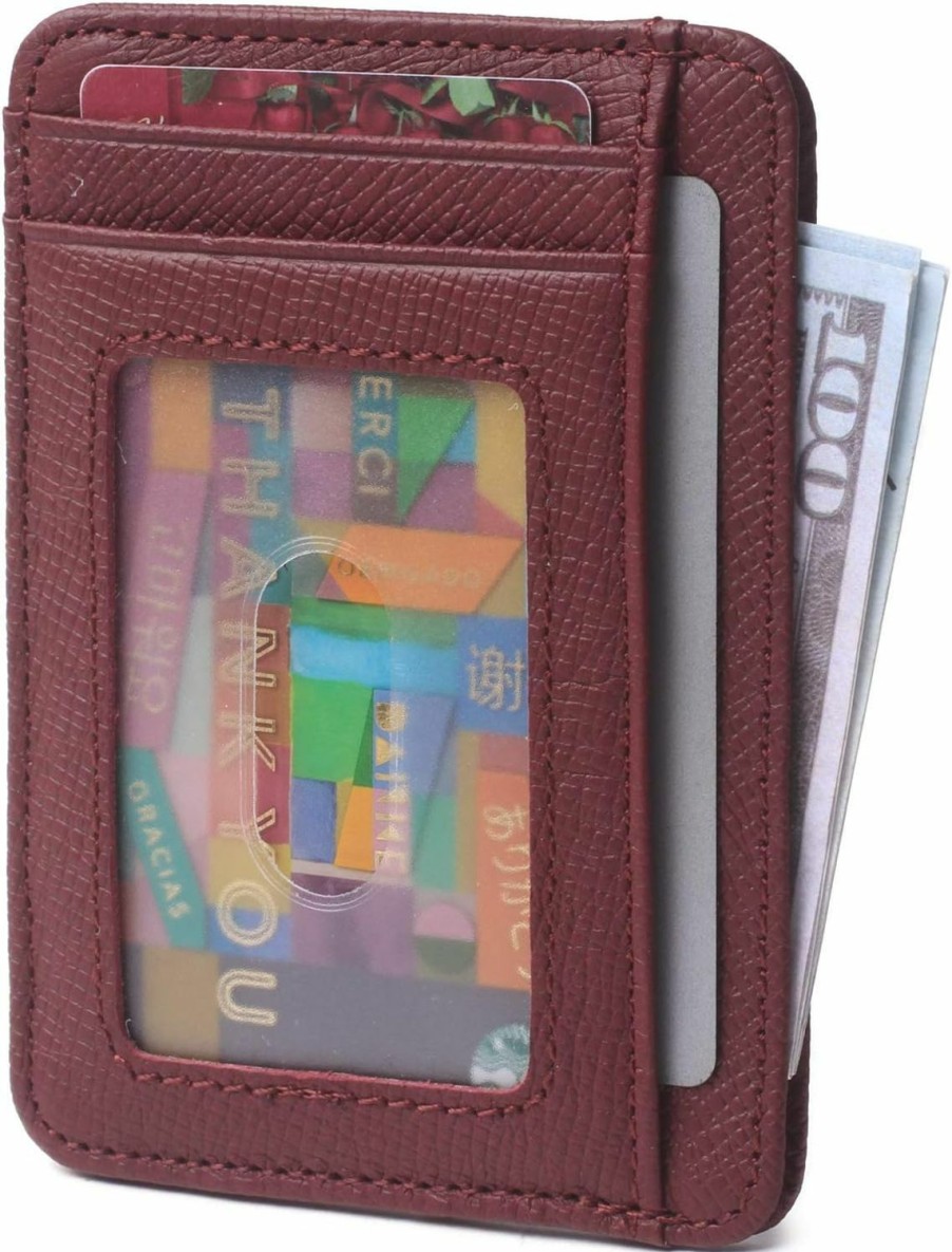 Borgasets Borgasets Slim Wallet For Men Women Minimalist Thin Travel Front Pocket Genuine Leather Credit Card Holder With Rfid Blocking | Card & ID Cases