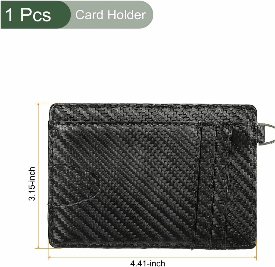 YOKIVE Yokive Rfid Card Holder, Pu Leather Slim Wallet With Hanging Loop | Cards Protection, Great For Business Cards, Access Cards (Black, 4.41-Inch) | Card & ID Cases