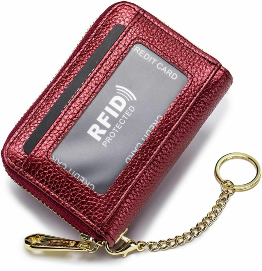 Tapp Collections Tapp Collections Rfid Credit Card Holder, Small Leather Zipper Card Case Wallet With Id Window & Detachable Keychain - Black | Card & ID Cases