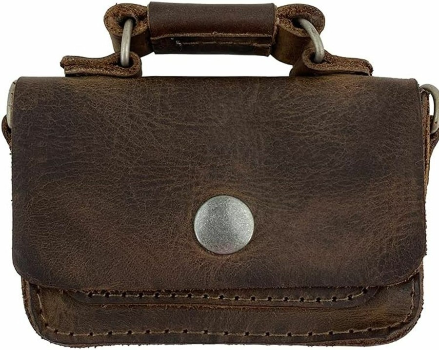 Hide & Drink Hide & Drink, Leather Mini Briefcase Card Holder, Holds Up To 10 Cards Plus Folded Bills, Case, Cash Organizer, Accessories, Handmade (Bourbon Brown) | Card & ID Cases