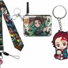 Rondlaho Demon Anime Tanjiro&Nezuko Badge Wallet With Lanyard And Keychain, Id Card Holder Purse Pouch With Lanyard Card Case Neck Pouch Wallet Durable Card Holder With Zippers For Students Teens Girls Boys | Card & ID Cases