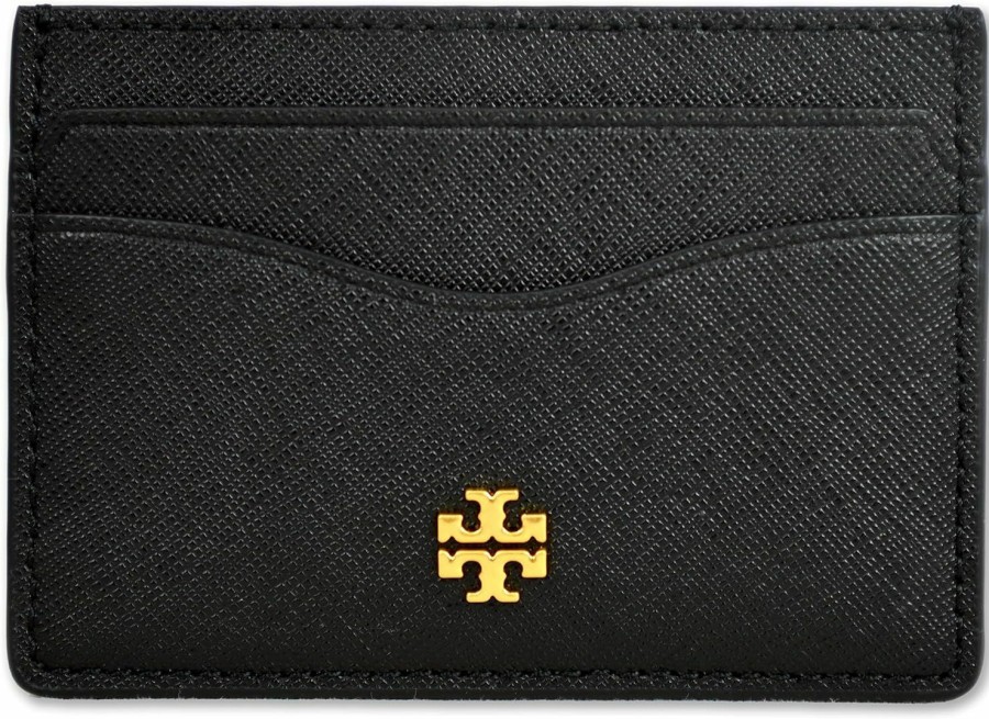 Tory Burch Tory Burch Womens 136101 Saffiano Leather Emerson Slim Card Case Wallet, (001 Black) | Card & ID Cases