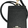 Coach Coach Id Lanyard In Assorted Colors (Crossgrain Leather, Black) | Card & ID Cases