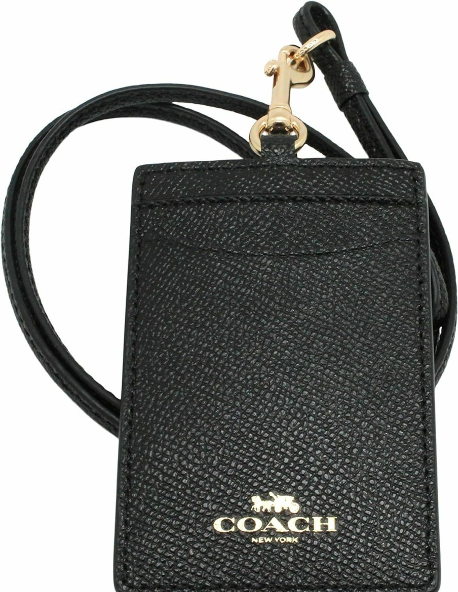 Coach Coach Id Lanyard In Assorted Colors (Crossgrain Leather, Black) | Card & ID Cases