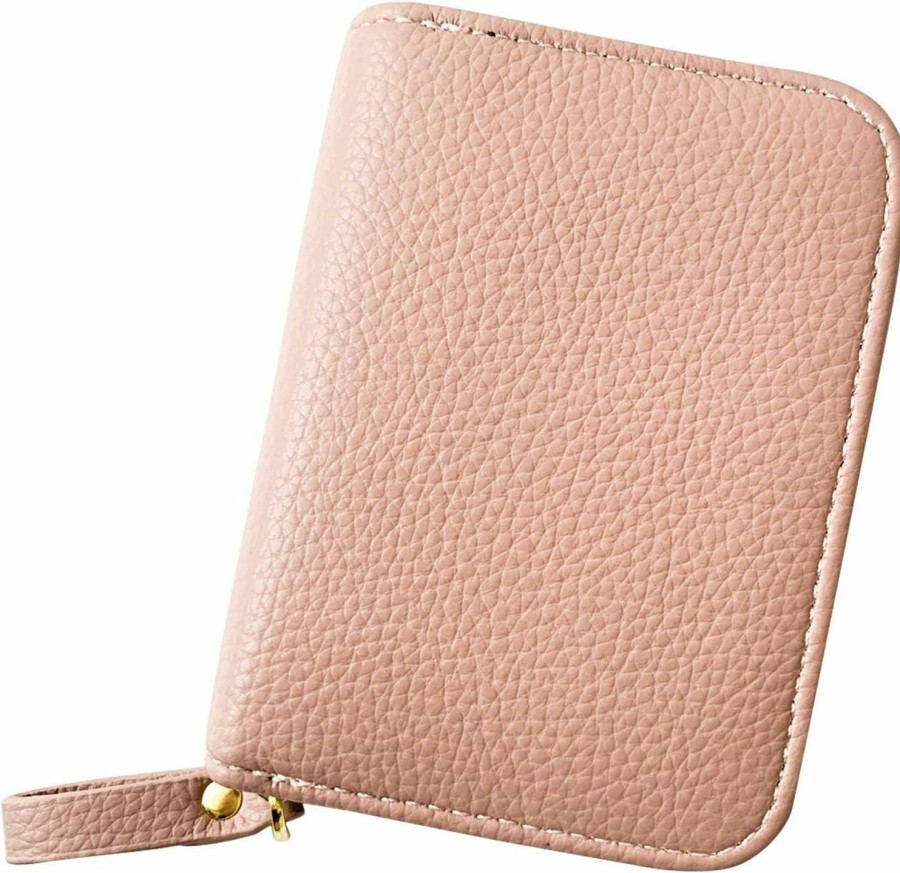 SHONDE Shonde Womens Credit Card Holder Small Ladies Wallet With Stainless Steel Zipper Genuine Leather Wallets Case For Women Girls (Pink) | Card & ID Cases