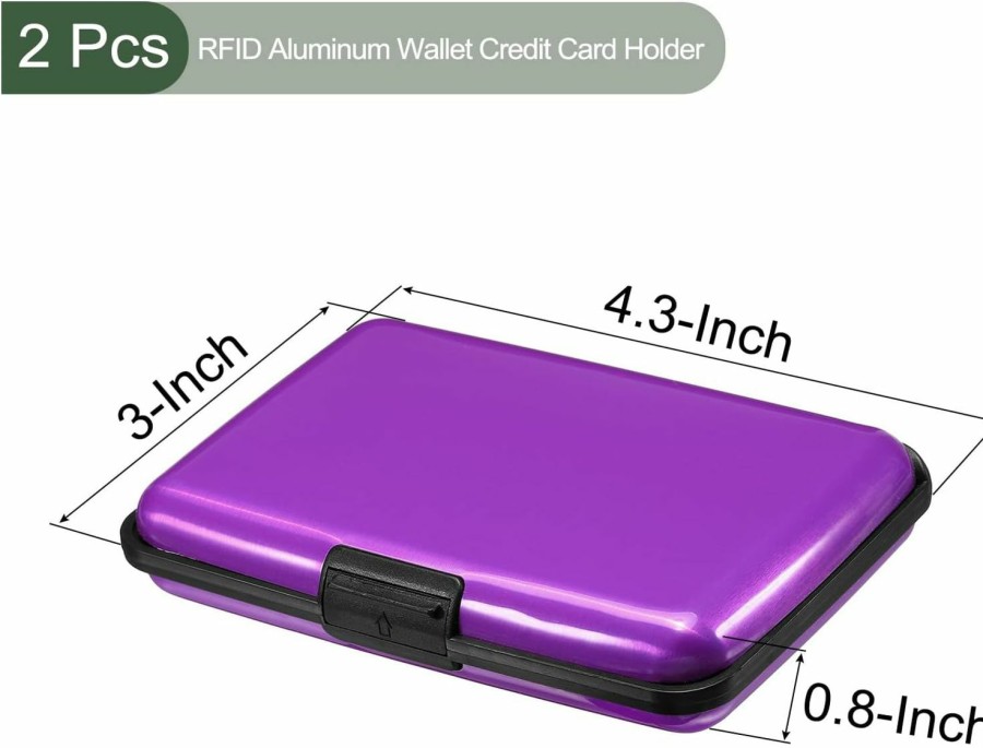 YOKIVE Yokive 2 Pcs Rfid Credit Card Holder, Aluminum Men Women Wallet | Metal Hard Case, Great For Business Cards, Access Cards (Purple, 4.3-Inch) | Card & ID Cases