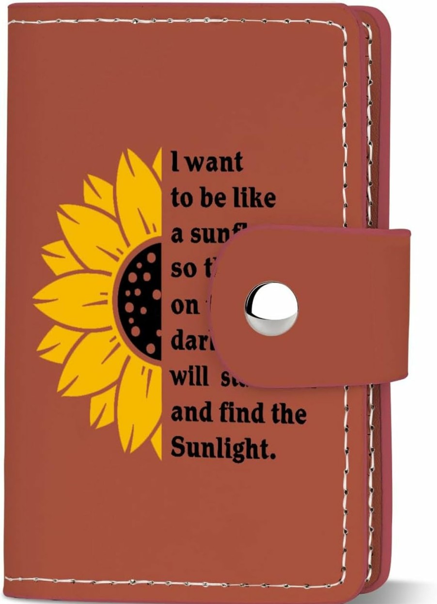 KBVWHW Kbvwhw Sunflower Quote Card Holder I Want To Be Like A Sunflower Gift Inspirational Spiritual Gift Sunflower Wallet Organizer Case With 26 Card Slots Card Holder (Sunflower Ch) | Card & ID Cases