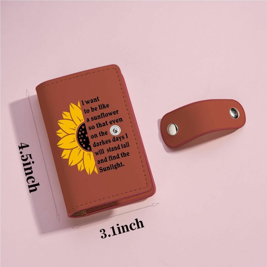 KBVWHW Kbvwhw Sunflower Quote Card Holder I Want To Be Like A Sunflower Gift Inspirational Spiritual Gift Sunflower Wallet Organizer Case With 26 Card Slots Card Holder (Sunflower Ch) | Card & ID Cases