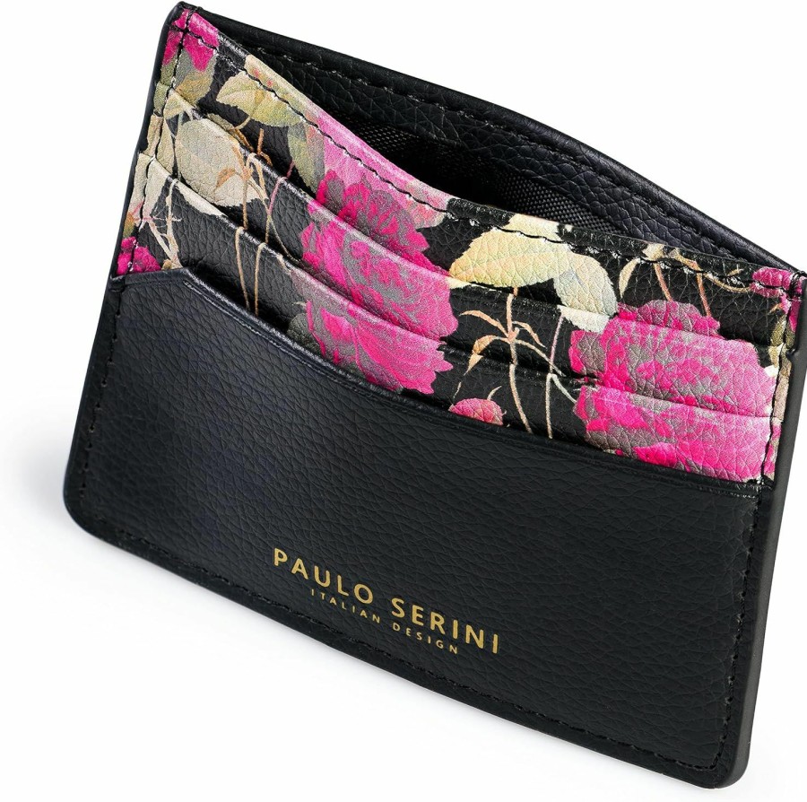 PAULO SERINI Paulo Serini Card Holder For Men & Women - Card Case Uni With 6 Card Slots & Compartment For Bills - Slim Wallet Vegan Leather | Card & ID Cases