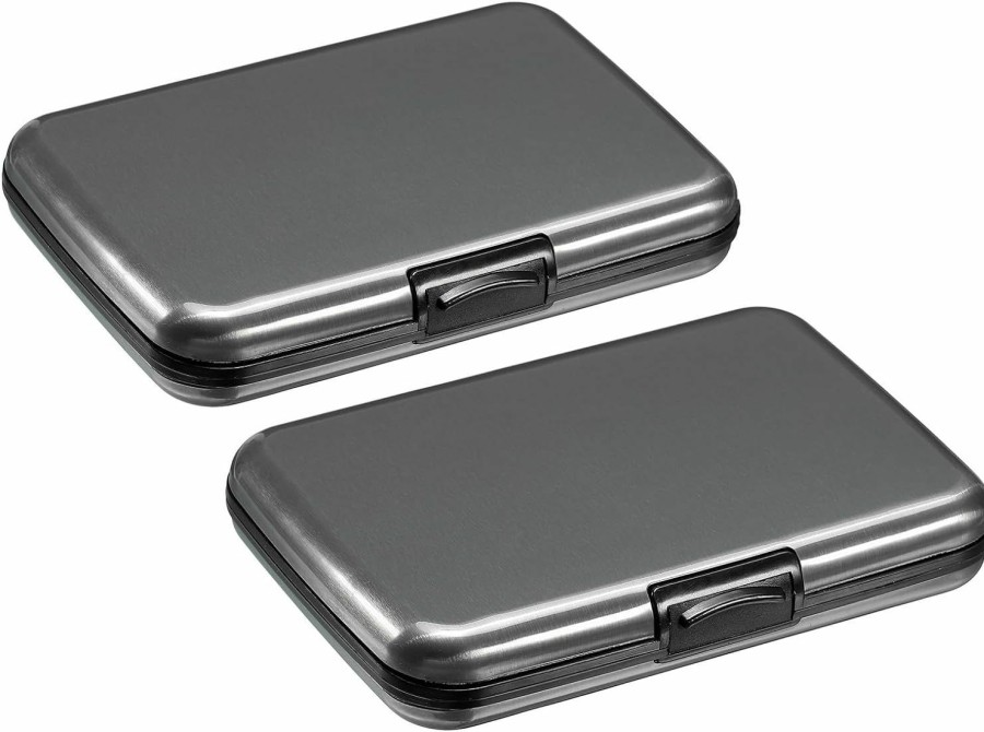 YOKIVE Yokive 2 Pcs Rfid Credit Card Holder, Aluminum Men Women Wallet | Metal Hard Card Case, Great For Business Cards, Access Cards (Gray, 4.3-Inch) | Card & ID Cases