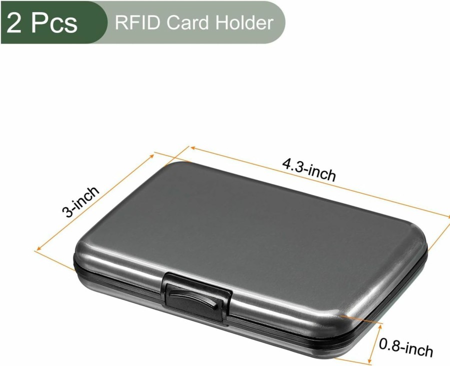 YOKIVE Yokive 2 Pcs Rfid Credit Card Holder, Aluminum Men Women Wallet | Metal Hard Card Case, Great For Business Cards, Access Cards (Gray, 4.3-Inch) | Card & ID Cases