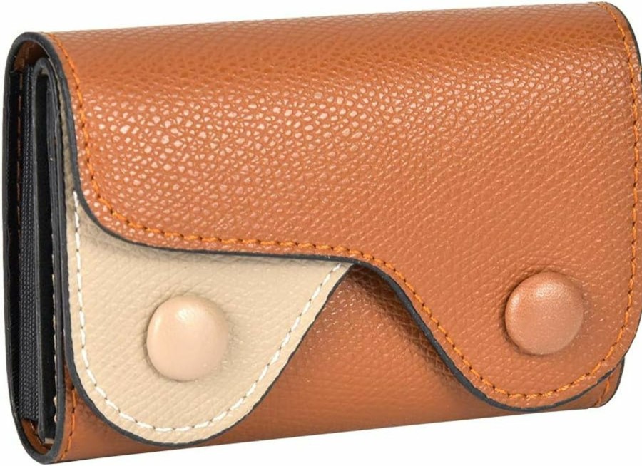 Aqur2020 Credit Card Holder, Portable Protection Anti Theft Pu Leather Wallet For Women With Nail Mother Gift (Apricot) | Card & ID Cases