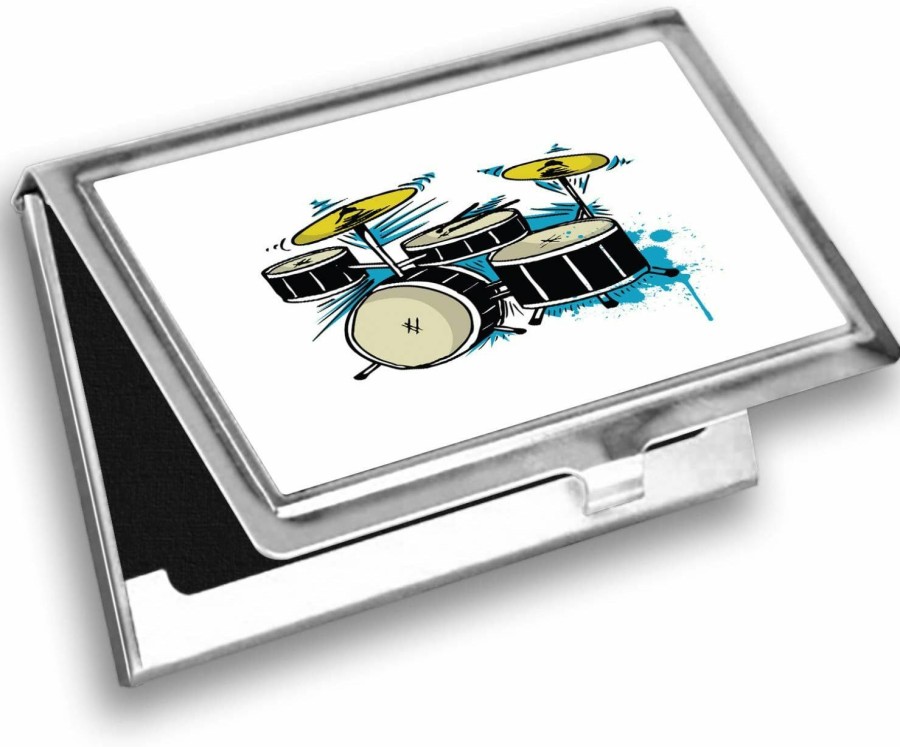 Lunarable Lunarable Drums Card Holder, Rock And Roll Concert Drummer, Metal Card Wallet | Card & ID Cases