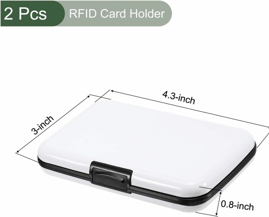 YOKIVE Yokive 2 Pcs Rfid Credit Card Holder, Aluminum Men Women Wallet | Metal Hard Card Case, Great For Business Cards, Access Cards (White, 4.3-Inch) | Card & ID Cases