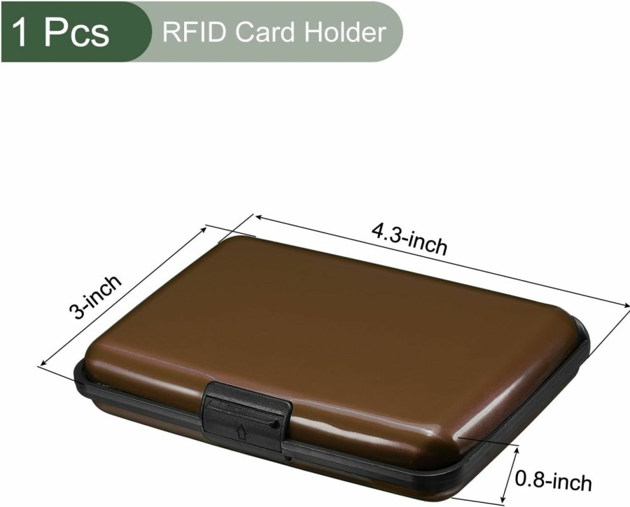 YOKIVE Yokive 1 Pcs Rfid Credit Card Holder, Aluminum Men Women Wallet | Metal Hard Case, Great For Business Cards, Access Cards (Brown, 4.3-Inch) | Card & ID Cases