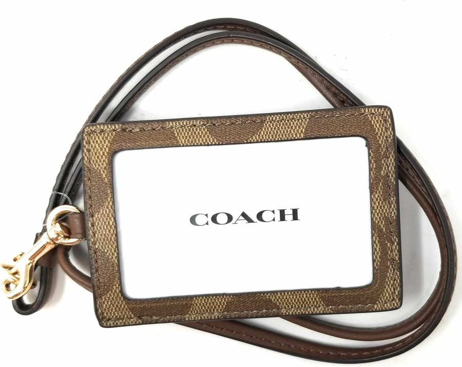 Coach Coach Id Lanyard In Assorted Colors (Signature Canvas, Khaki - Saddle 2) | Card & ID Cases