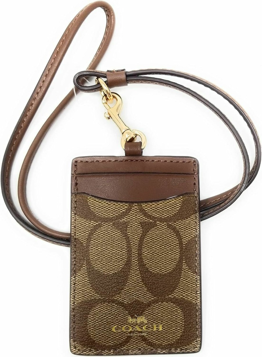 Coach Coach Id Lanyard In Assorted Colors (Signature Canvas, Khaki - Saddle 2) | Card & ID Cases