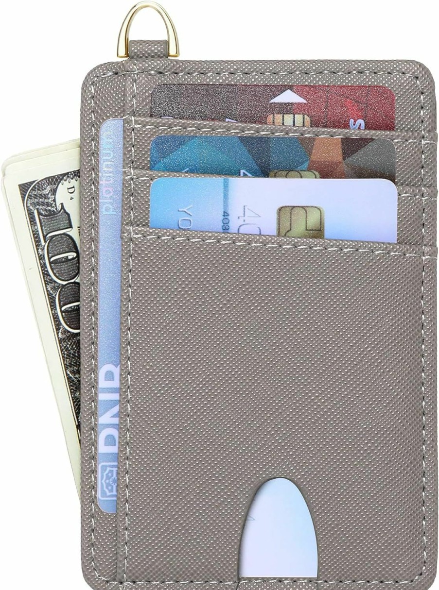 Badiya Badiya Slim Minimalist Front Pocket Wallet Rfid Blocking Credit Card Holder Compact Card Case With Id Window For Women & Men | Card & ID Cases