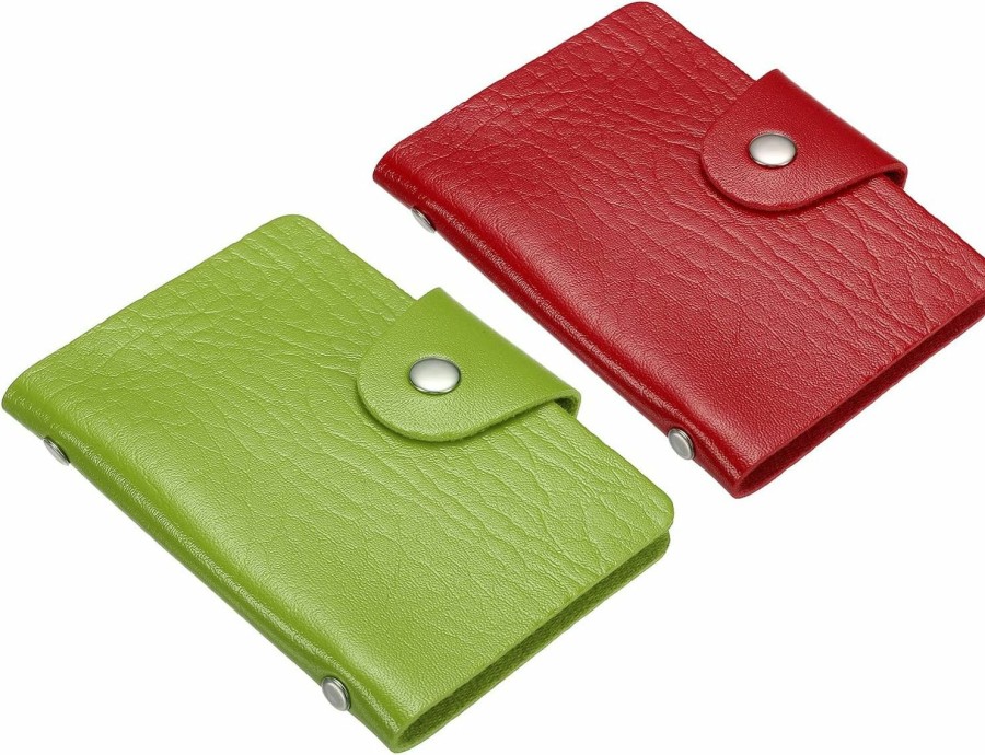 PATIKIL Patikil Credit Card Holder, 2 Pack Slim Wallet Pu Leather Purse Business Cards Storage Organizer Protector With 12 Card Slots, Red, Green | Card & ID Cases